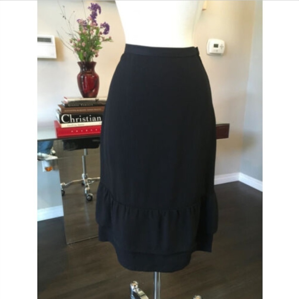 Sonia Rykiel Black Crepe Ruffle Skirt